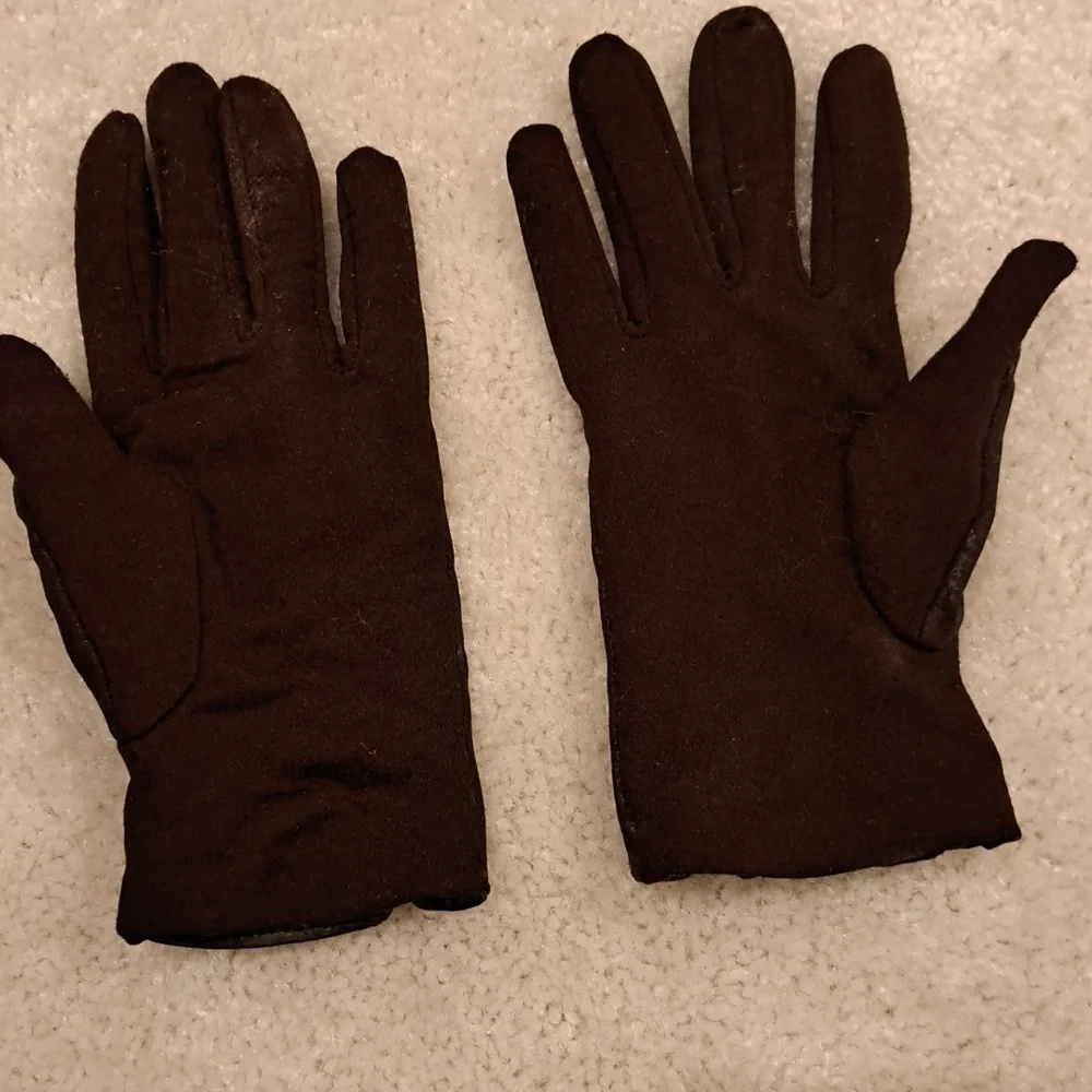 Brown Faux Leather Gloves